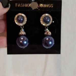 Earrings blue balls with Rhinestones
